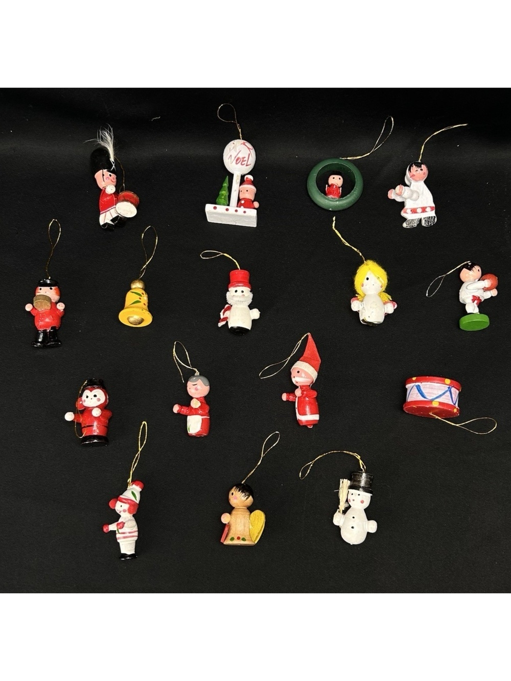 Vintage Christmas Wood Mini Ornaments Holiday Tree Figurines Lot Of 16 **Read**
